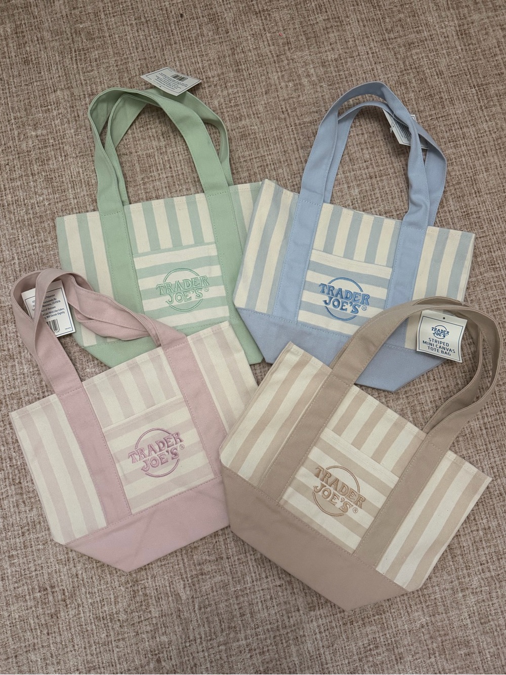 TRADER JOE’S STRIPED MINI CANVAS TOTE BAG